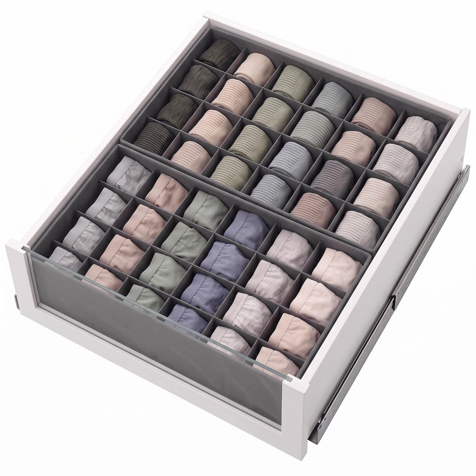 Sekey Aufbewahrungsbox Schubladen Organizer aus Vliesstoff – faltbare Aufbewahrungsboxen, 2er-Set, 39 × 26 × 11 cm für PAX 50, mit Einzelfächern für Socken