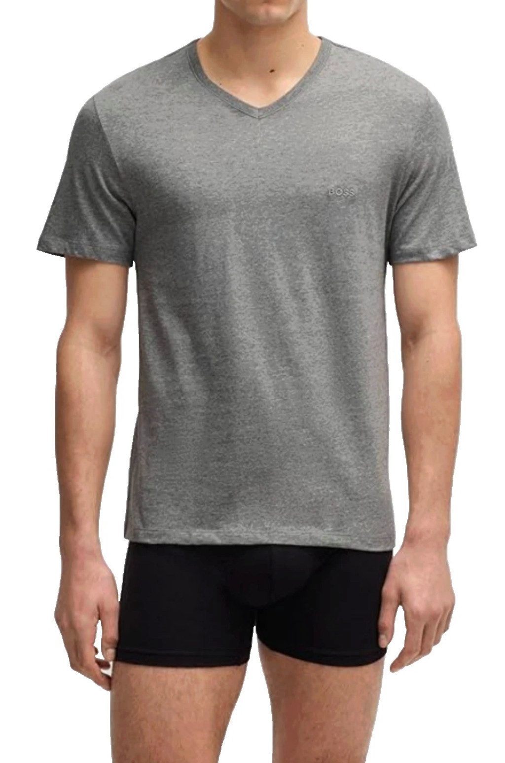 BOSS T-Shirt Herren 3 x T-Shirts V-Ausschnitt Shirt Regular Fit 100% Baumwolle (Verpackung: Original BOSS gift Box, 3er-Pack) Pflegeleicht und formstabil, Logo-Stickerei