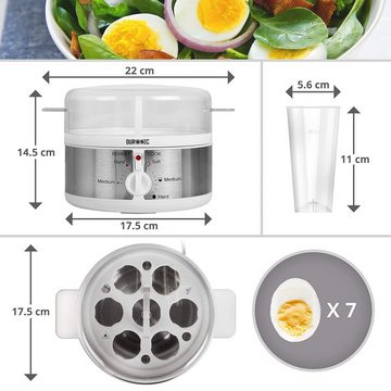 Duronic Eierkocher EB35 WE, EB35 Eierkocher, für 1 bis 7 Eier, Härtegradeinstellung und Timer