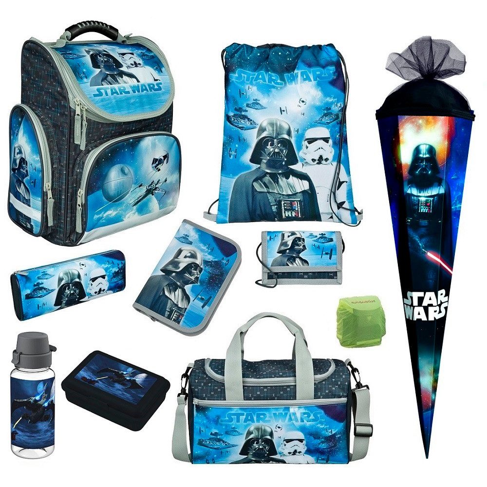 Familando Schulranzen Clou (Set, 10-tlg., inkl. Sporttasche und Roth Schultüte / Zuckertüte), Star Wars Classic Darth Vader, Stormtrooper, Raumschiffe