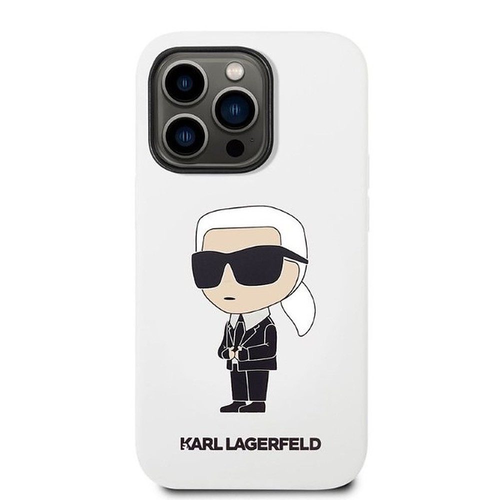 KARL LAGERFELD Handyhülle Silikonhülle Schutzhülle Smartphonehülle 6,1 Zoll, Silikon, Ikonik-Motiv, kratzfest, präzise Passform