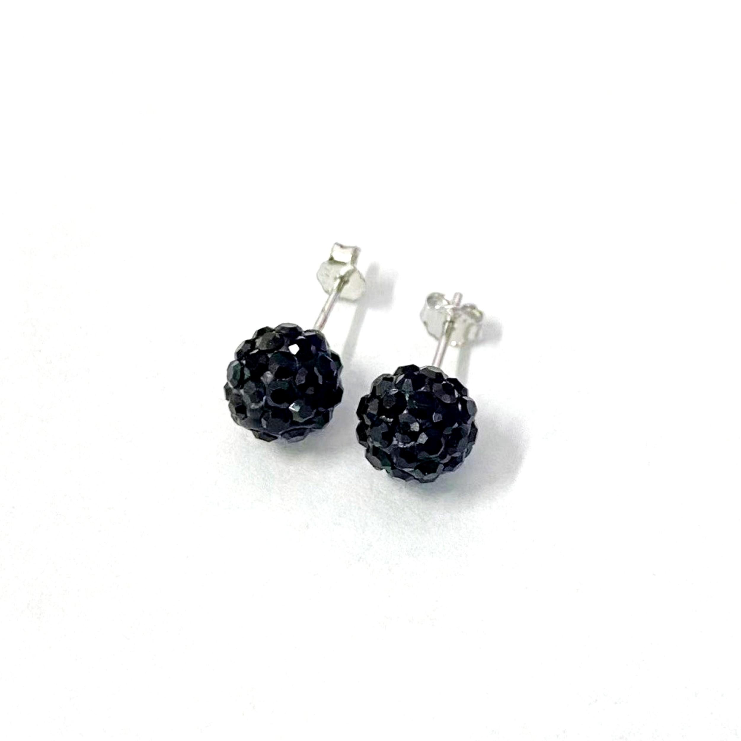 RAIKOU Ohrstecker-Set Rundkügelchen - Edelstahl Ohrstecker mit Kristallbesatz Silber 925 (Set, Blau, Silber, Schwarz, Grün), 6mm