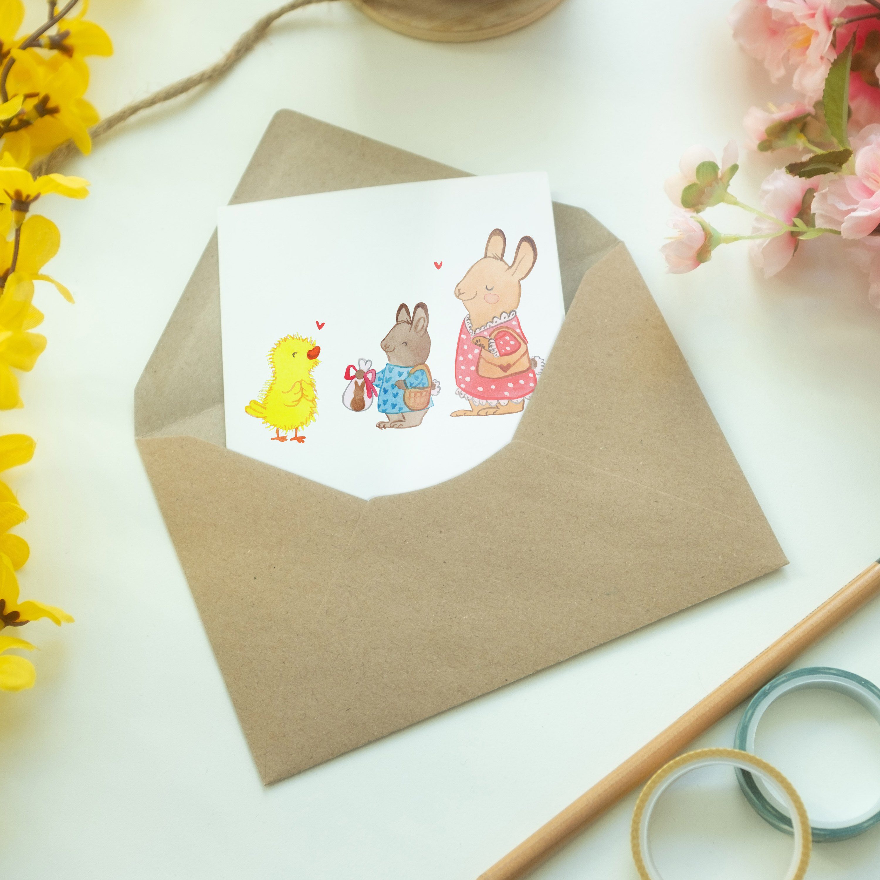 Frühling, - Karte, Grußkarte Weiß Mr. Ostern Osterges Panda - & Mrs. Geschenke Frühlingsgefühle,