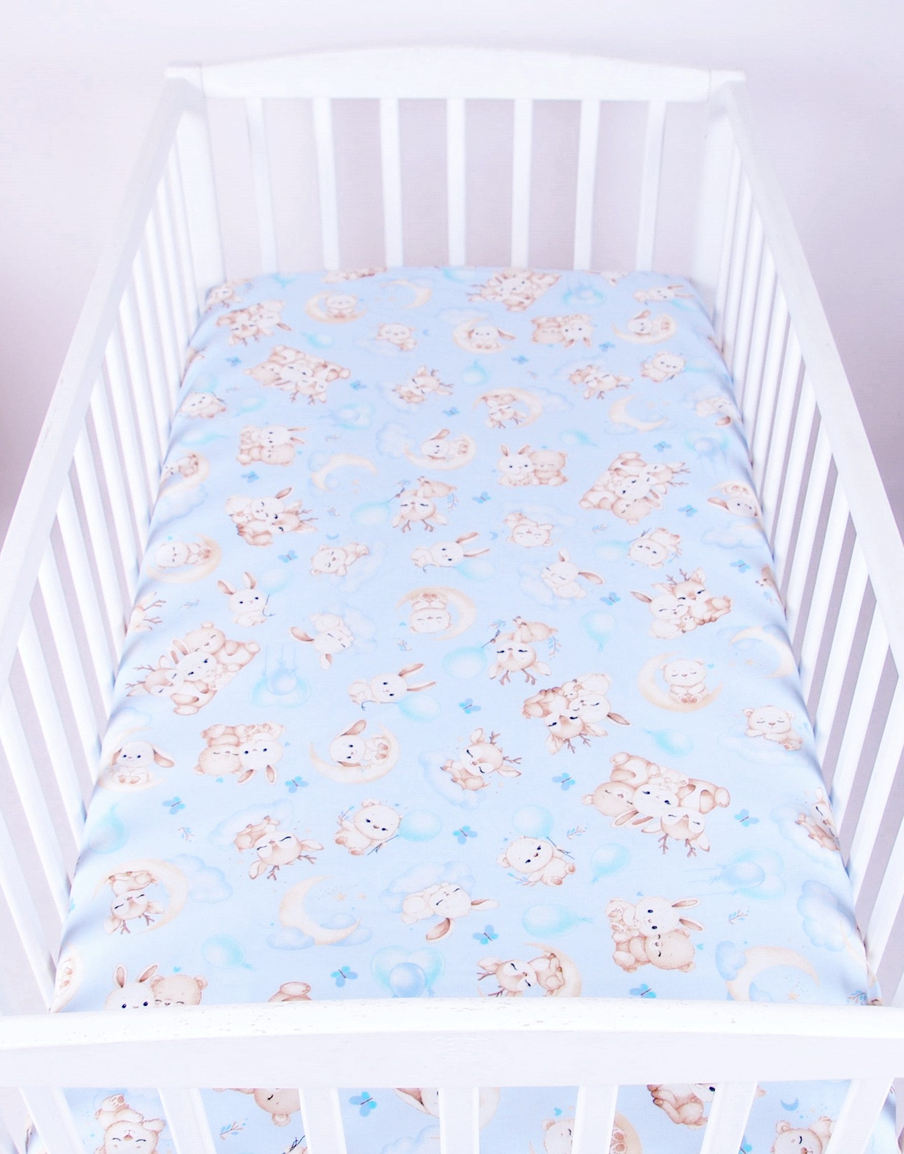 BabyLux Spannbettlaken BABYLUX SPANNBETTLAKEN 60x120 cm Spannbetttuch Baumwolle Kinder Baby, 163. Blau + Schnuckis60x120