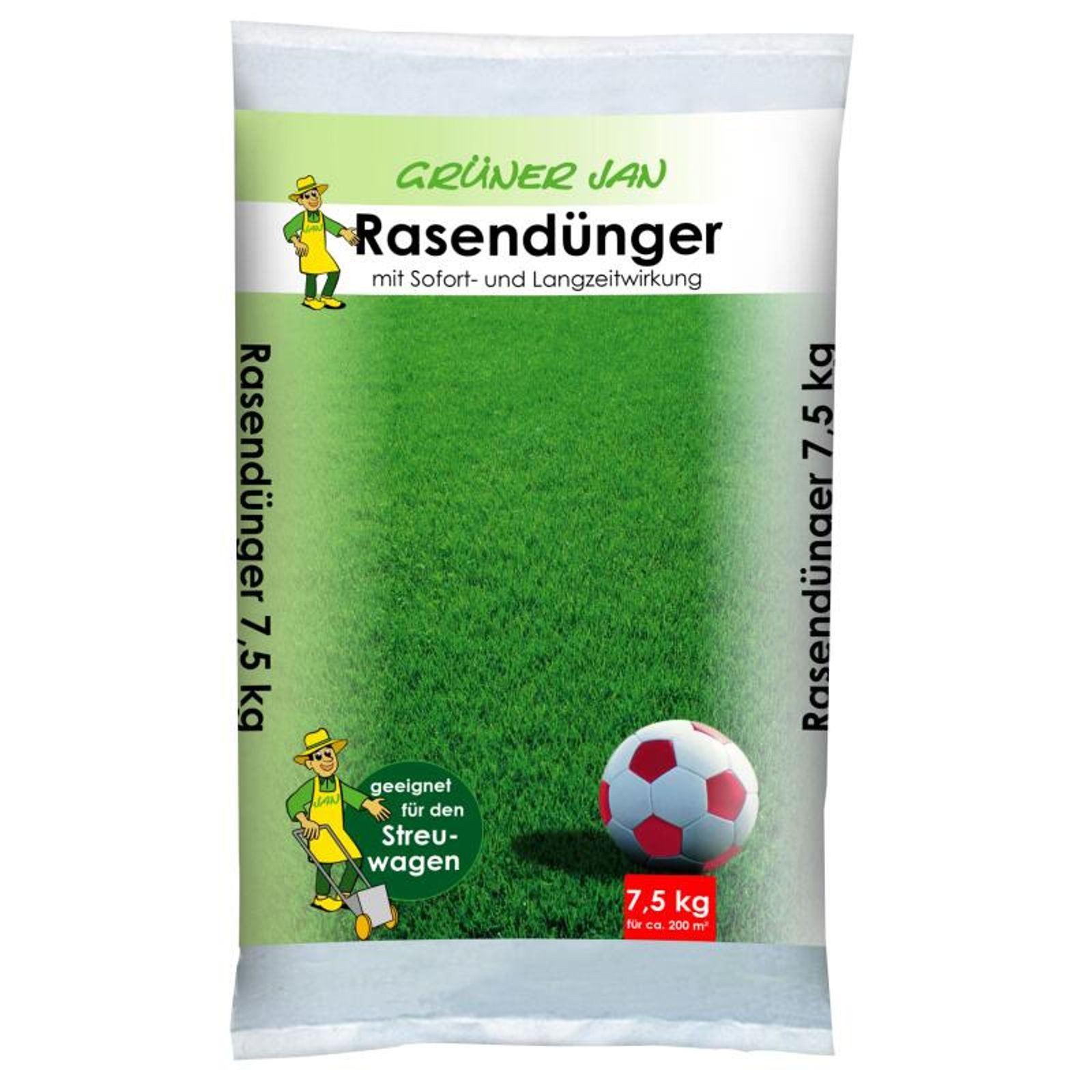 gpi green partners international GmbH & Co. KG Pflanzendünger Grüner Jan Rasendünger 7,5kg – 60 Säcke für kräftigen, dichten Rasen