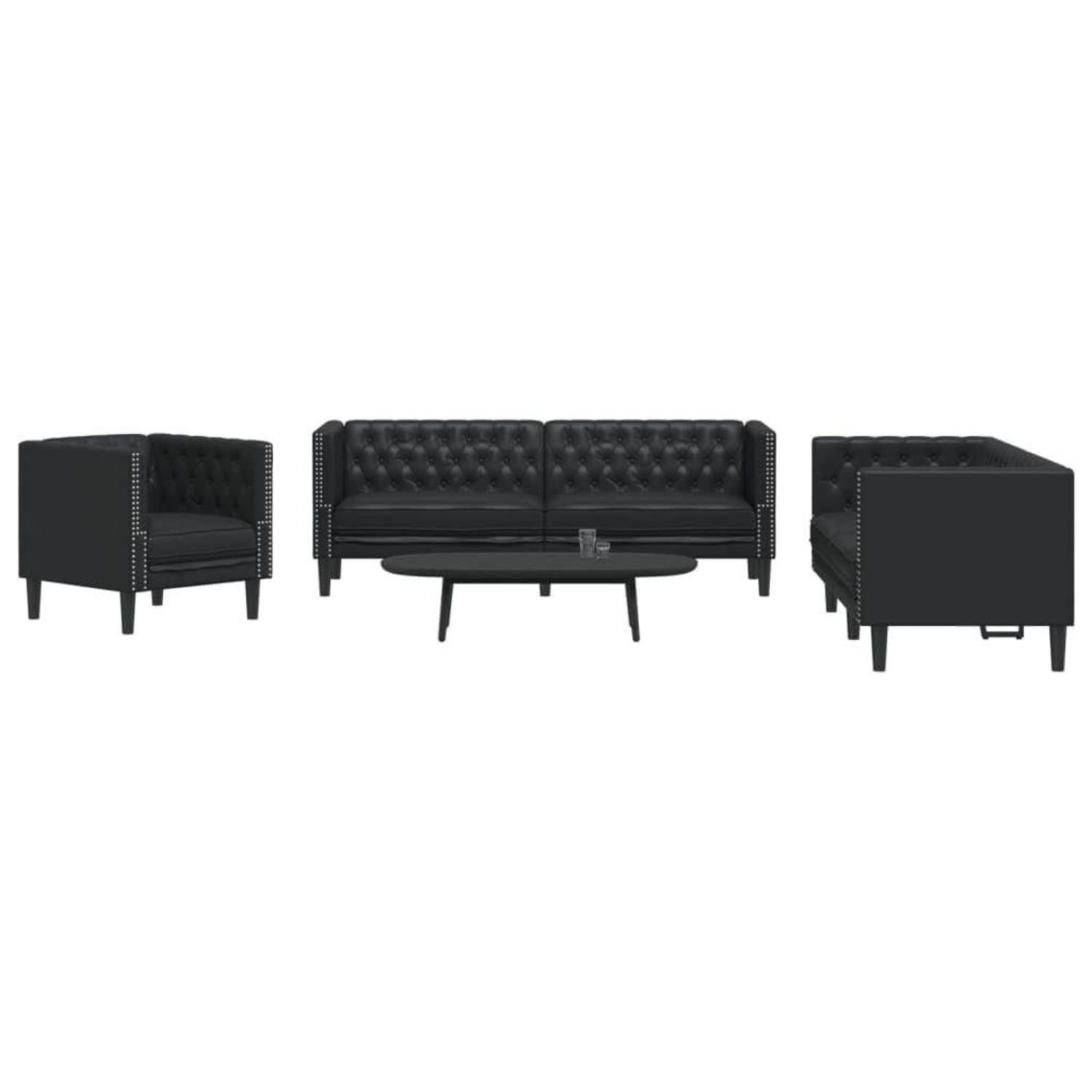 LuxusKollektion Chesterfield-Sofa Sofa Chesterfield Polstersofa Schwarz Sessel 2-Sitzer 3-Sitzer