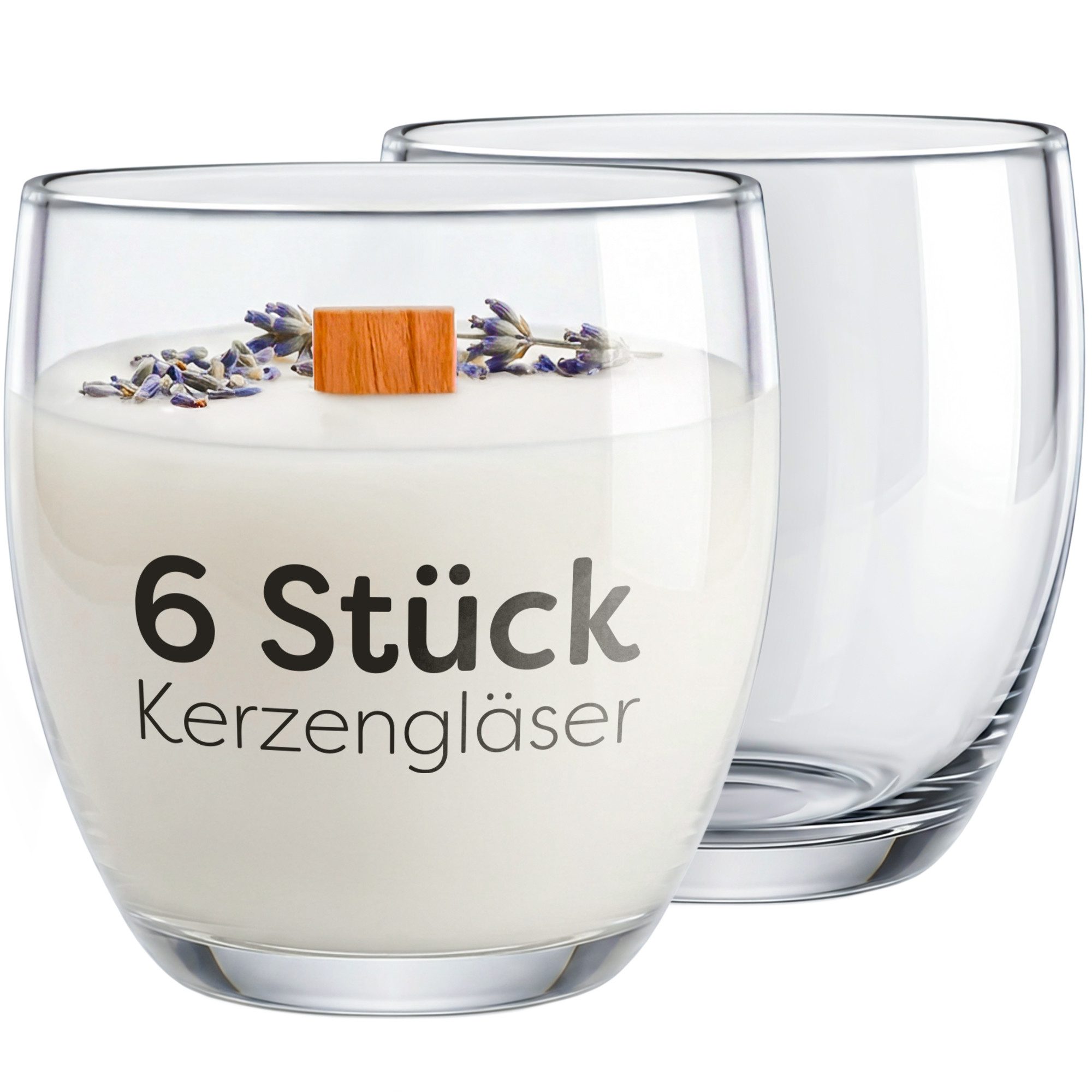 KONZEPT Teelichthalter Kerzengläser 225 ml, Kerzen Gläser leer zum gießen, klein 8x7 cm (6 St., (Teelichthalter, Kerzengläser), Glasteelichthalter, Kerzenwindlicht, Vorspeisengläser, Dessertgläser