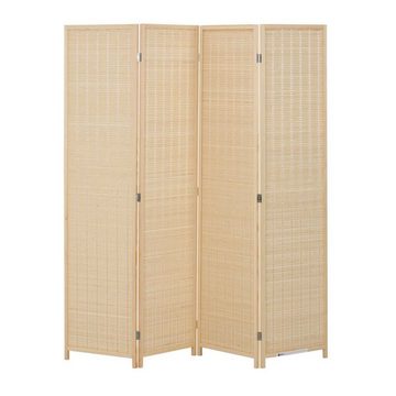 Makika Paravent Trennwand / Raumteiler aus Bambus Faltbar - Natur Hellbraun