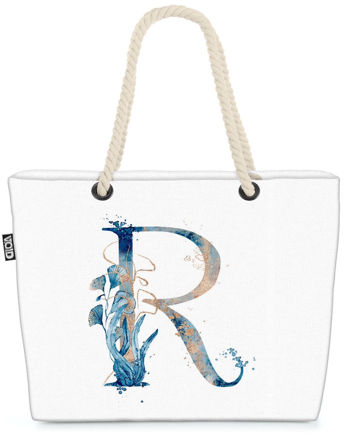 VOID Strandtasche (1-tlg), R Buchstaben Wasserfarben Buchstabe Namen Namen R Geburtstag Schrift