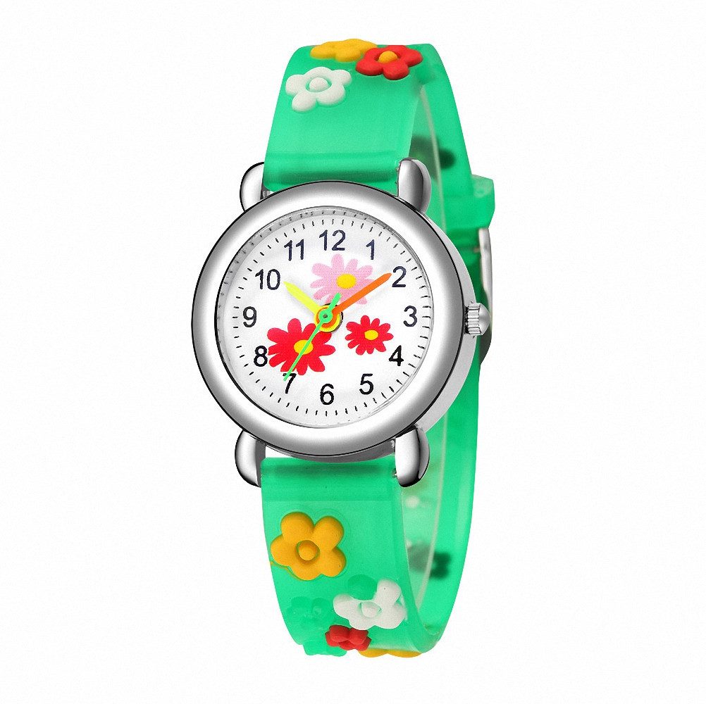 Taffstyle Quarzuhr Kinder Armbanduhr Silikon Uhr Bunte Mädchen Kinderuhr mit Blumen, (Mädchen Jungen Sportuhr Bunte Kinderuhr Farbige Lernuhr Silikonuhr Süß)