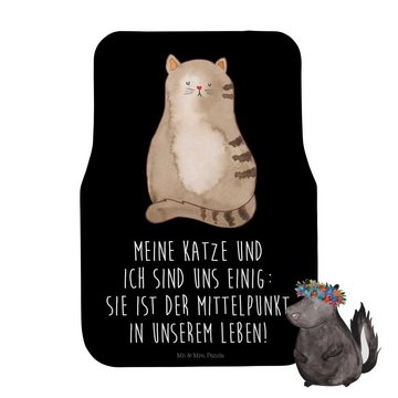 Fußmatte Katze Sitzen - Schwarz - Geschenk, Katzenmotive, Autofußmatten, Katze, Mr. & Mrs. Panda, Höhe: 0.5 mm