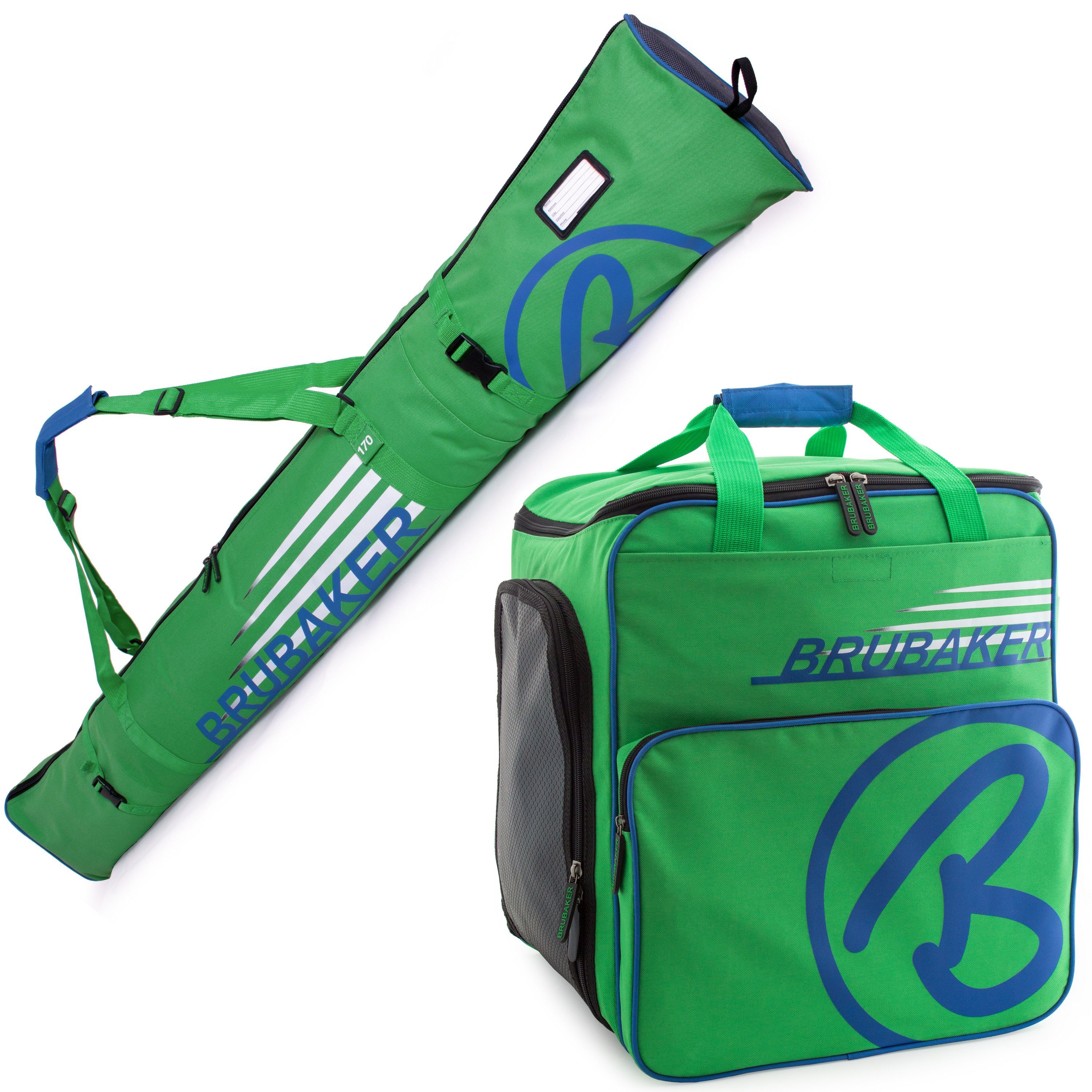 BRUBAKER Sporttasche Champion (2-tlg., reißfest Skisack Set Kombi und Paar Skitasche und für 1 Ski Skischuhtasche nässeabweisend)