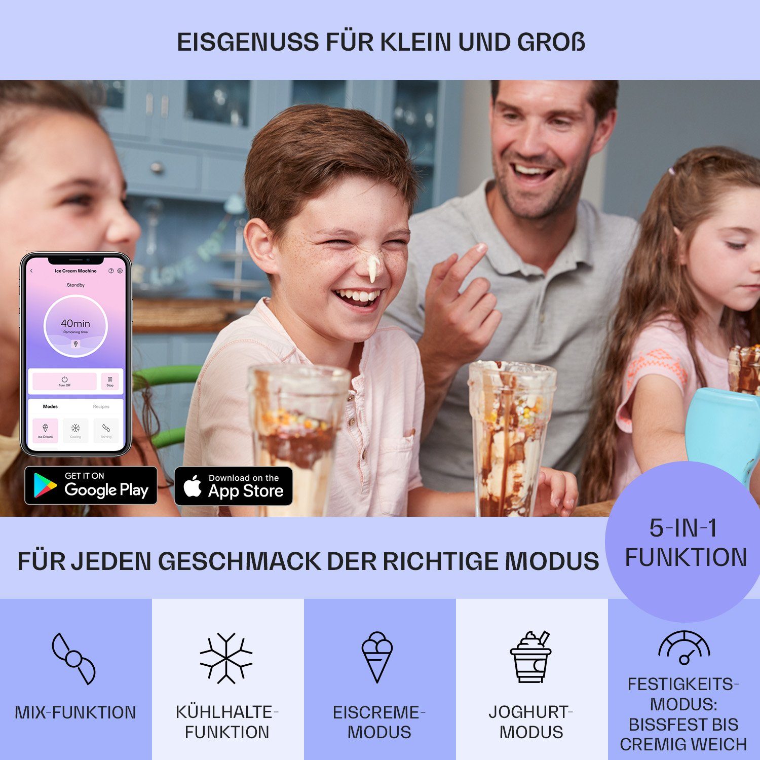 Klarstein Eismaschine Dolce Bacio Smart, 180 W