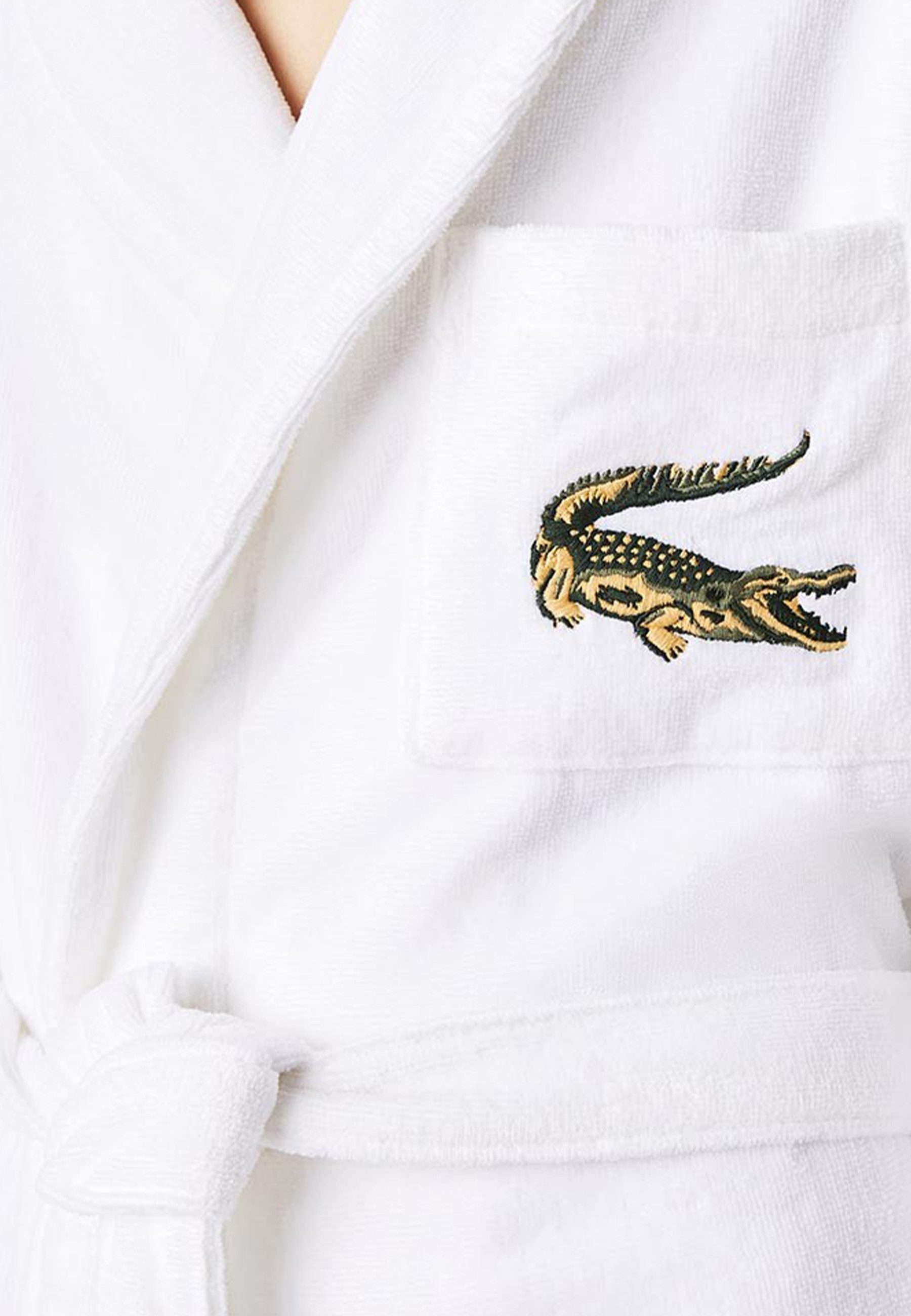 Lacoste Bademantel LRENE, Langform, Baumwolle, Schalkragen, Gürtel, mit Logostickerei Lacoste Krokodil