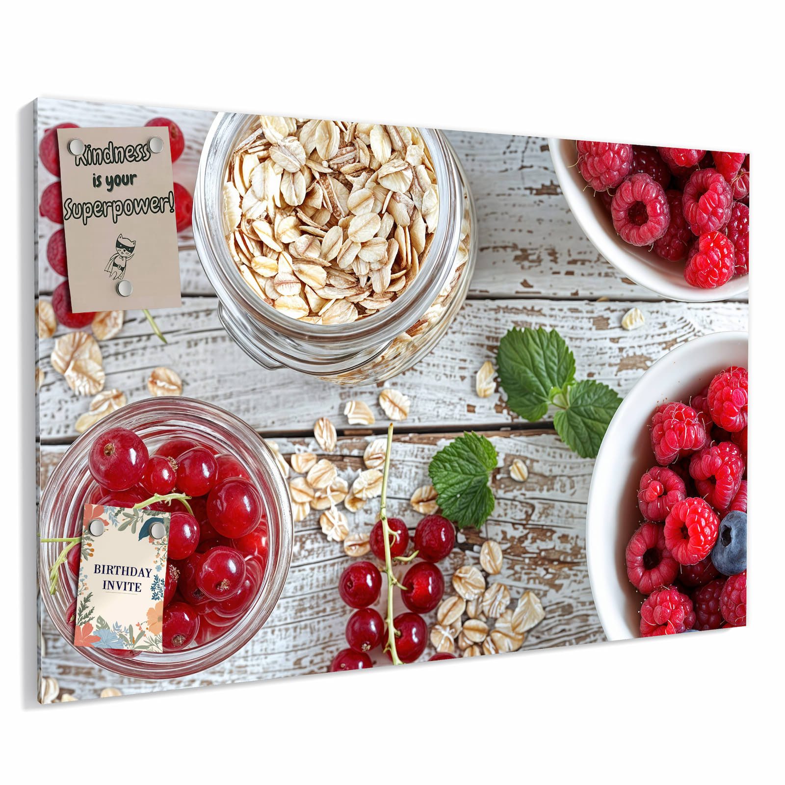 Primedeco Memoboard Metall Himmlische Beeren – beschreibbar & magnetisch, (Inklusive Stift, Magnete und Montagematerial, 1-tlg., 9 verschiedene Größen), Magnetisch und Beschreibbar