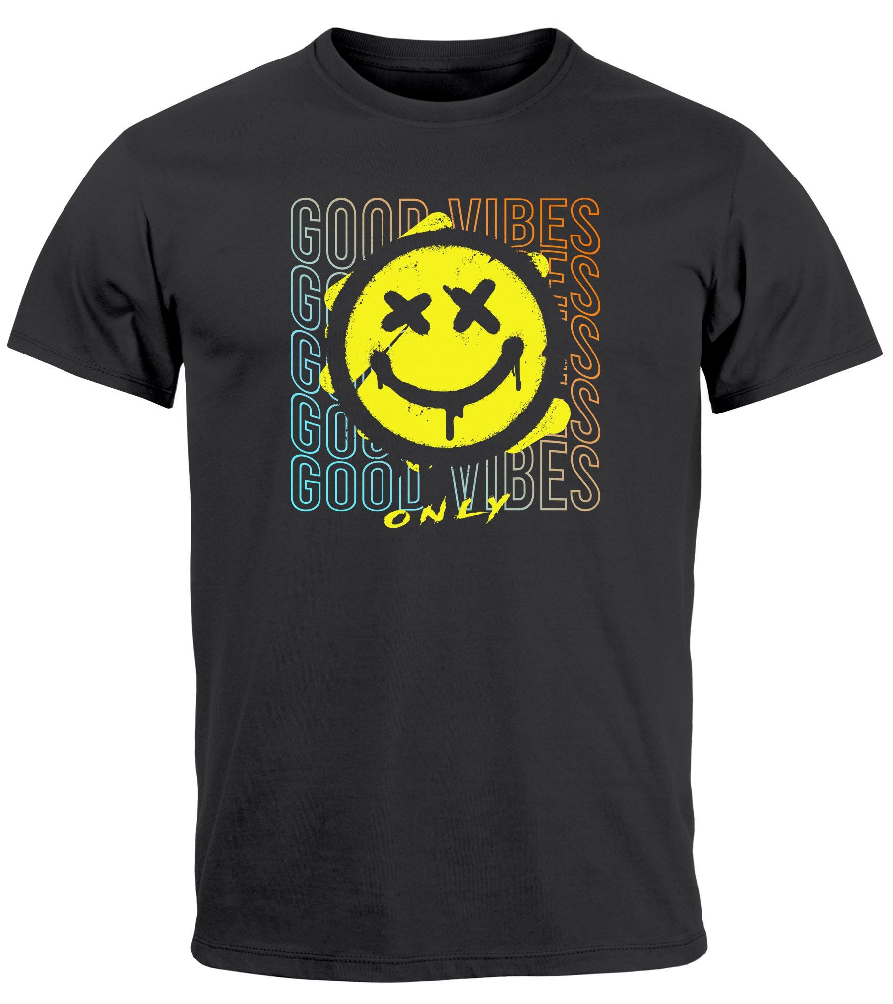 Neverless Print-Shirt Herren T-Shirt Smiling Face günstig online kaufen