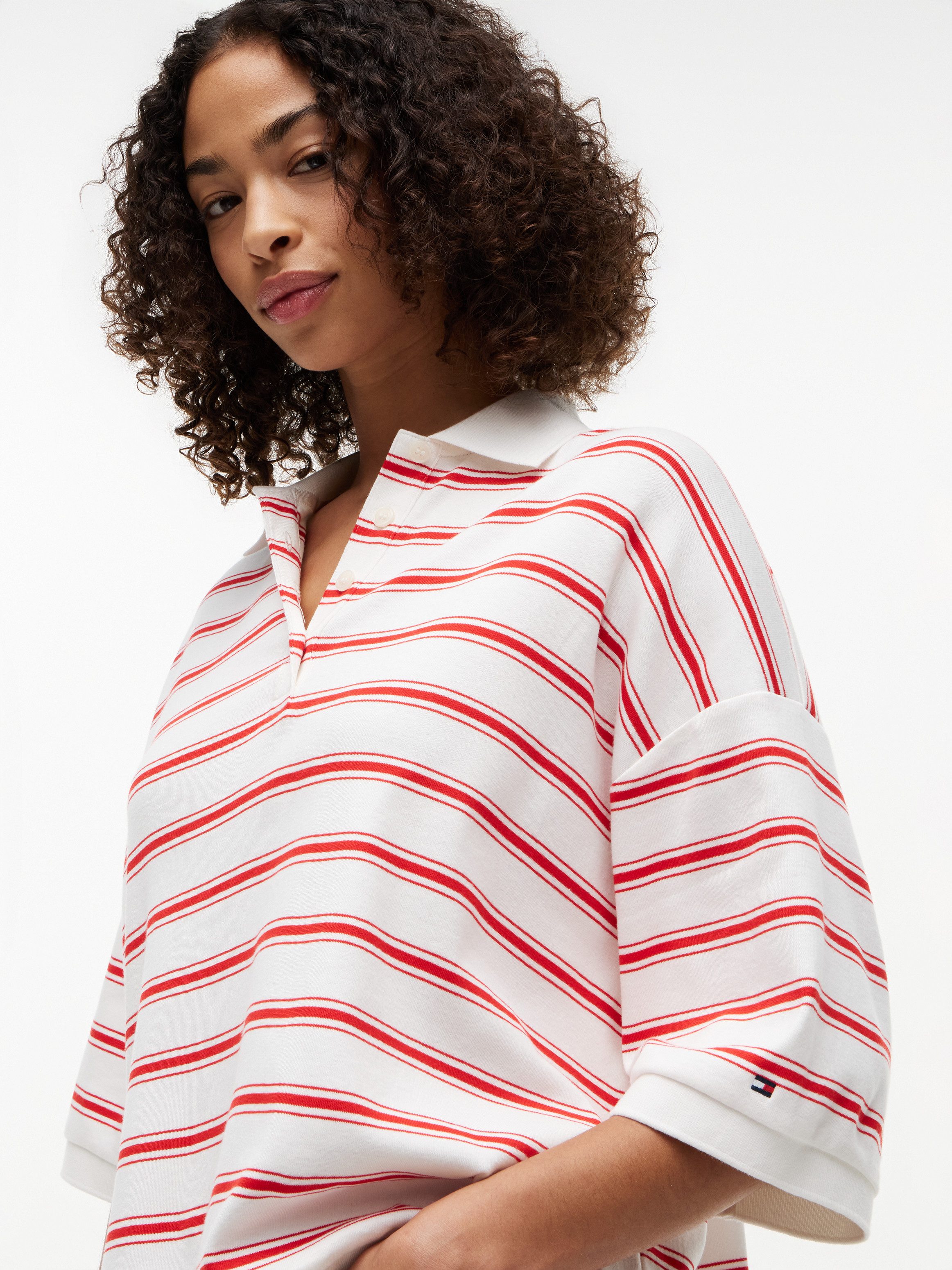Tommy Hilfiger Poloshirt MULTISTP OVERSIZED SS POLO Baumwolle, oversize