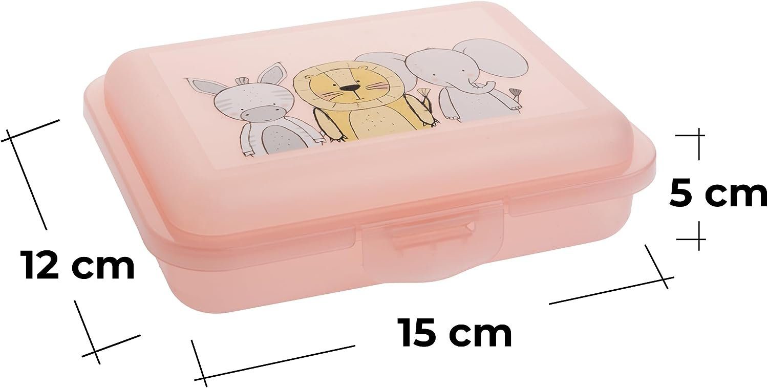 3-tlg., x Brotdose lebensmittelecht, Klappdeckel (Set, Spülmaschinengeeignet, 5cm praktischem 15 mit Kinder, ohne Centi Klickverschluss Rosa), Lunchbox BPA, Brotdose 12 Kunststoff, x Farbe: