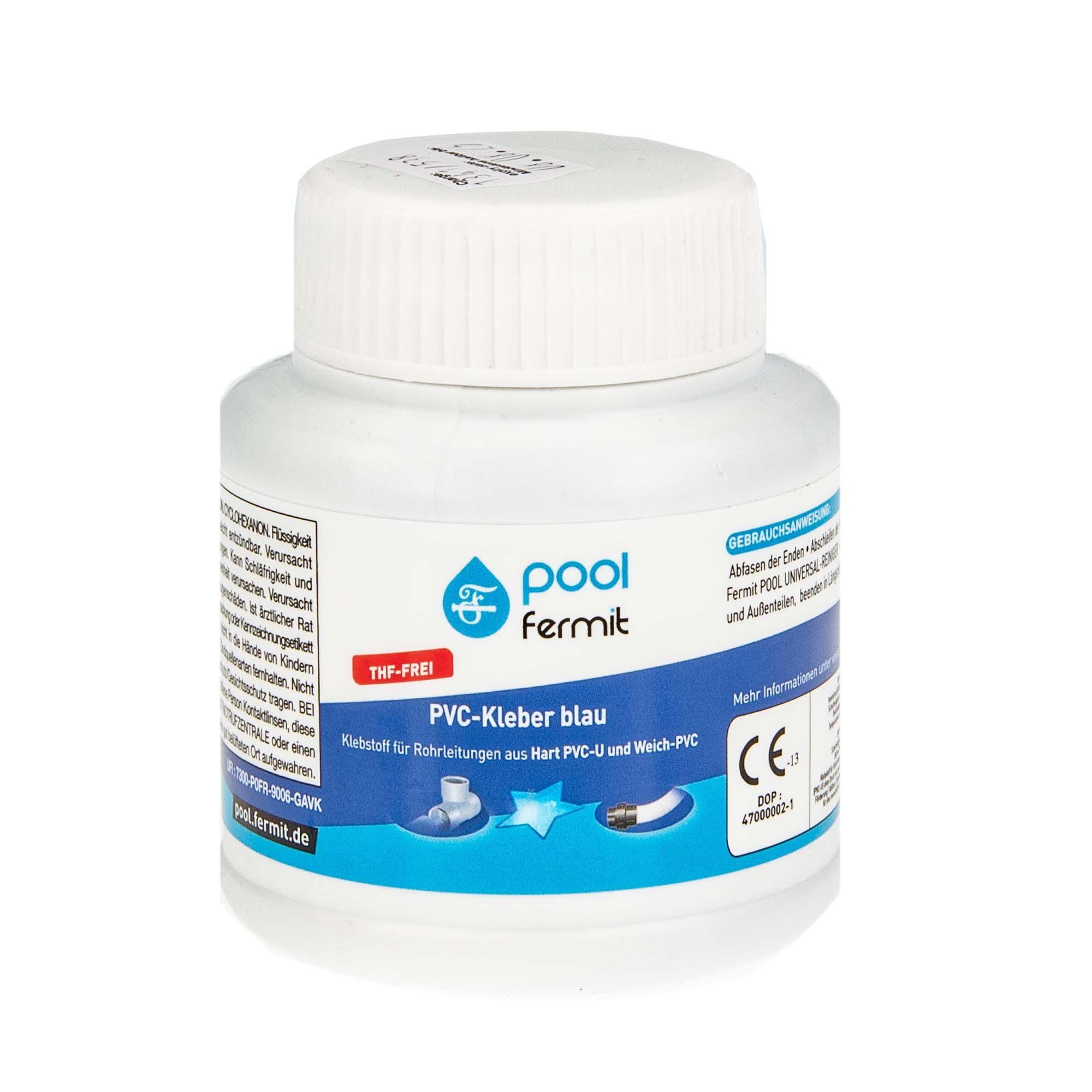 Fermit Gewindedichtung PVC-Kleber Pool blau Dose 125 ml, mit Pinsel - 09105