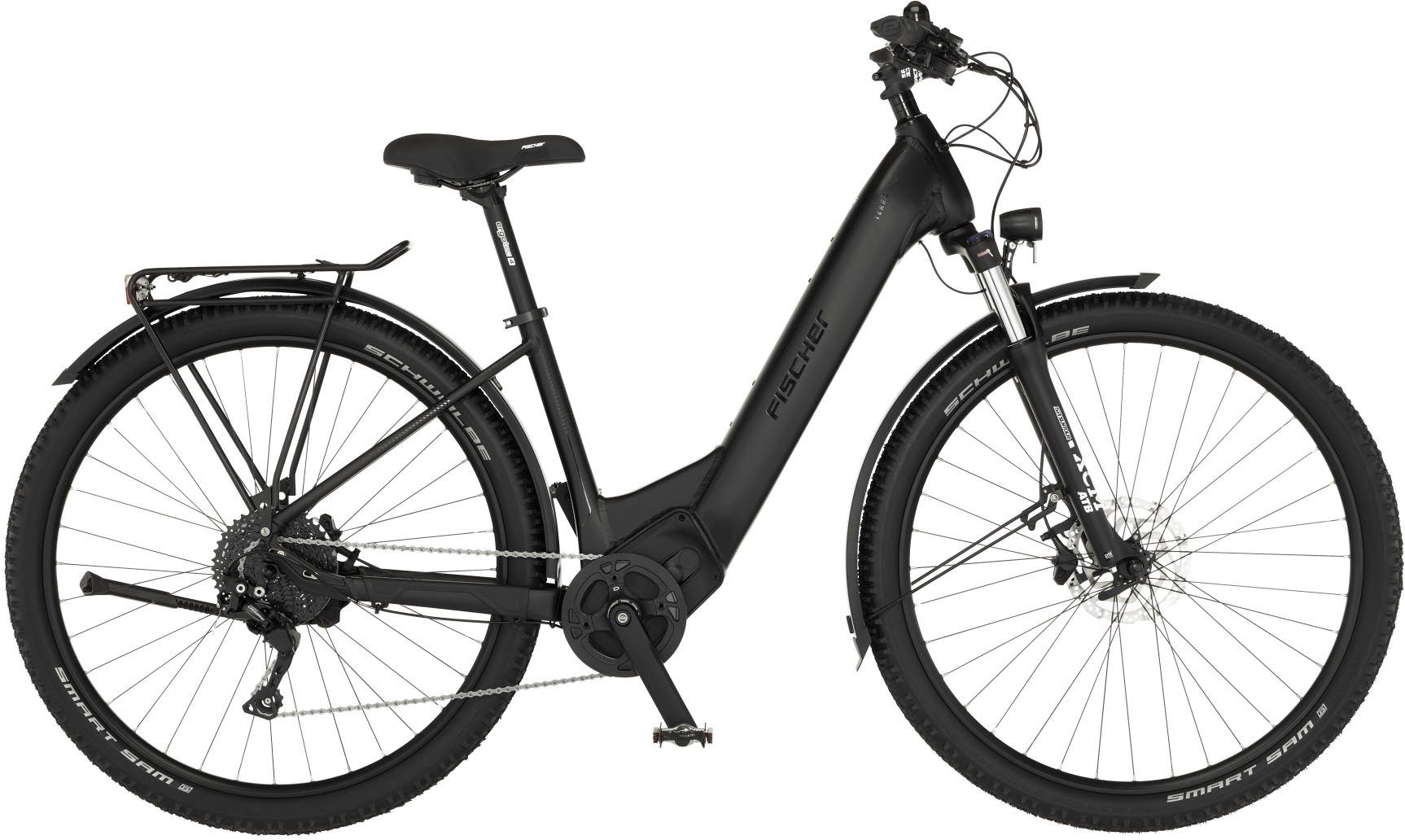 FISCHER Fahrrad E-Bike TERRA 8.0i 43, 10 Gang Shimano Deore Schaltwerk, Kettenschaltung, Mittelmotor, 711 Wh Akku, (mit Fahrradschloss) schwarz