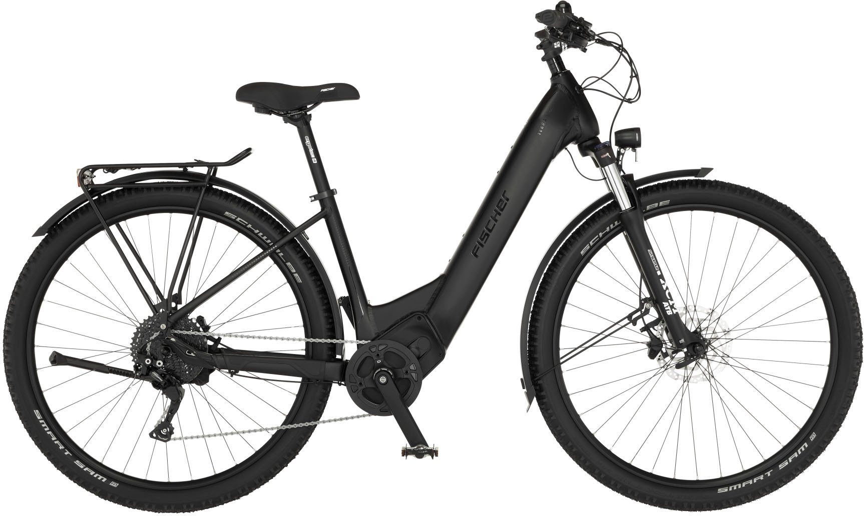 FISCHER Fahrrad E-Bike ATB TERRA 8.0i 43, 10 Gang Shimano Deore Schaltwerk, Kettenschaltung, Mittelmotor, 711 Wh, (mit Fahrradschloss), Pedelec, Elektrofahrrad für Damen u. Herren