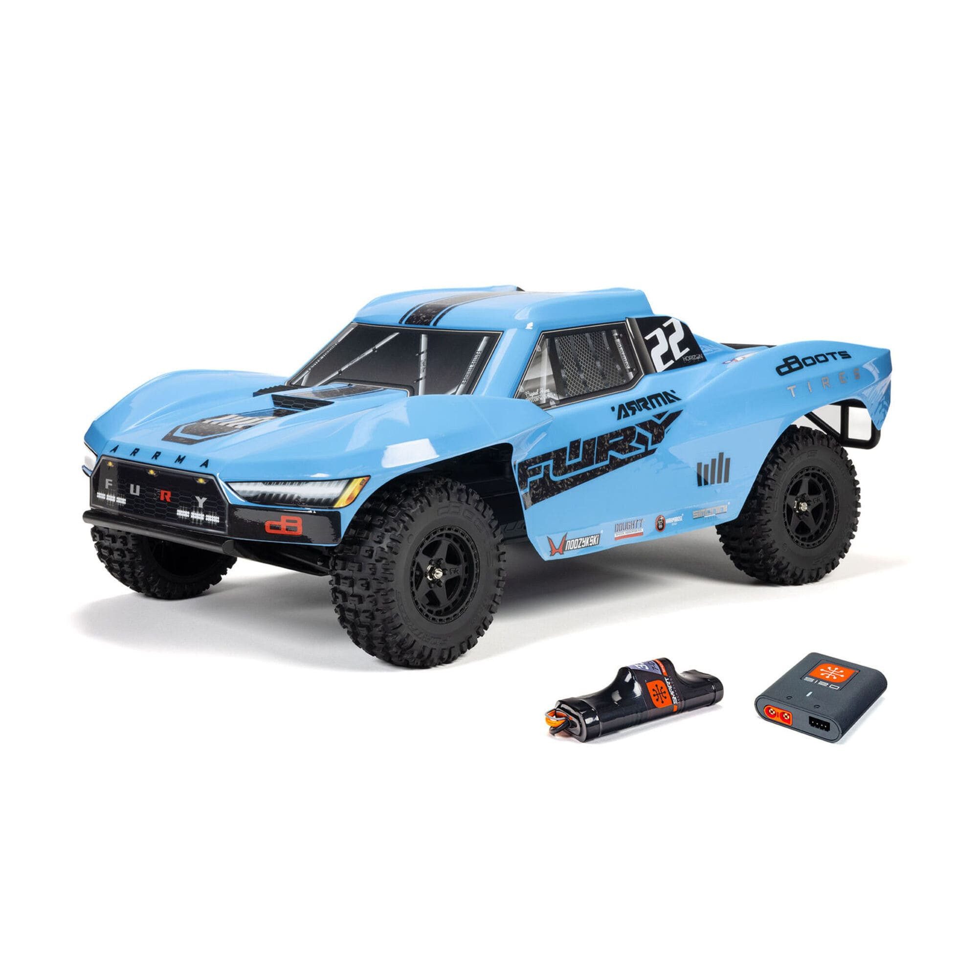 RC-Buggy Arrma Fury Mega 550 Short Course Truck 2WD Blau RTR 1:10, Akku, Lader