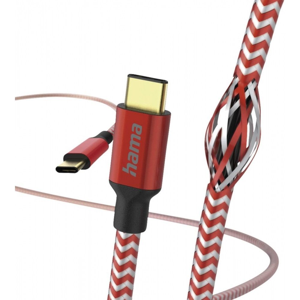 Hama 201560 USB-C Kabel 1,5m rot reflektierende Oberfläche Computer-Adapter