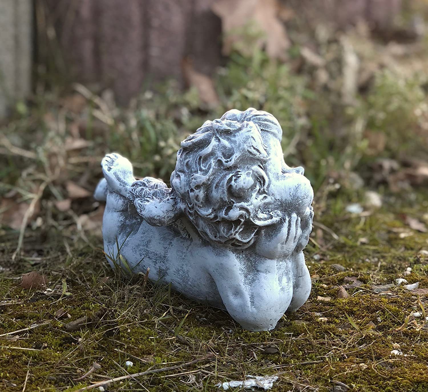 Stone and Style Engelfigur Frostfeste Steinfigur Engel auf Bauch liegend