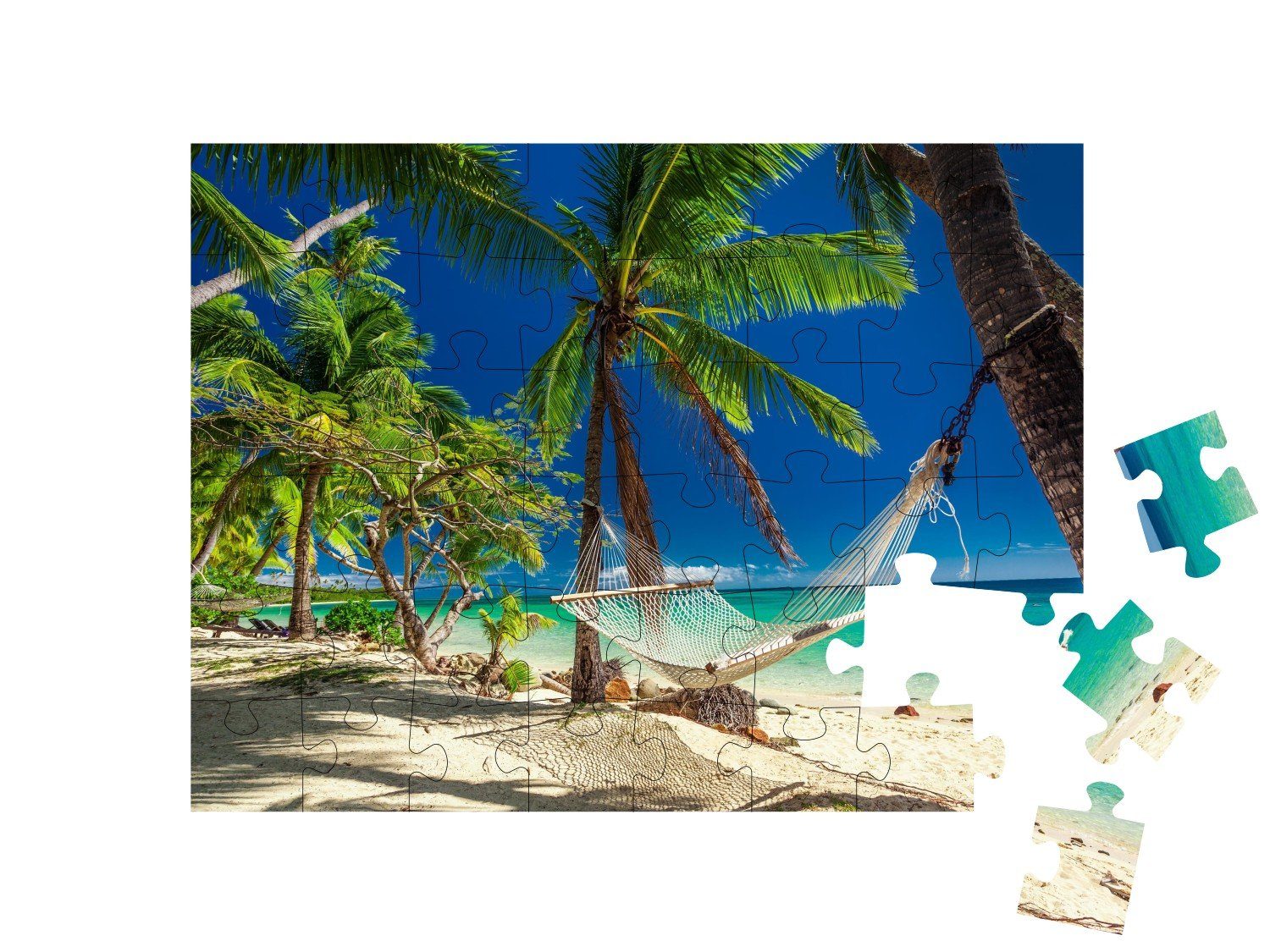 puzzleYOU Puzzle Hängematte unter 48 48 Teile, Teile Teile, tropischen 500 Puzzleteile, 100 Palmen, puzzleYOU-Kollektionen Teile, 200 Fidschi-Inseln