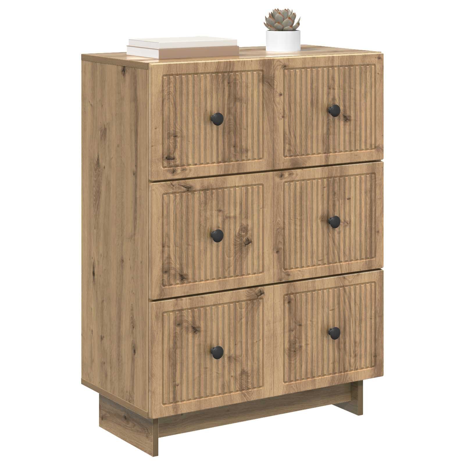 vidaXL Kommode 66 x 34,5 x 90 cm Kommode Schubladenschrank Sideboard Artisan-Eiche 66