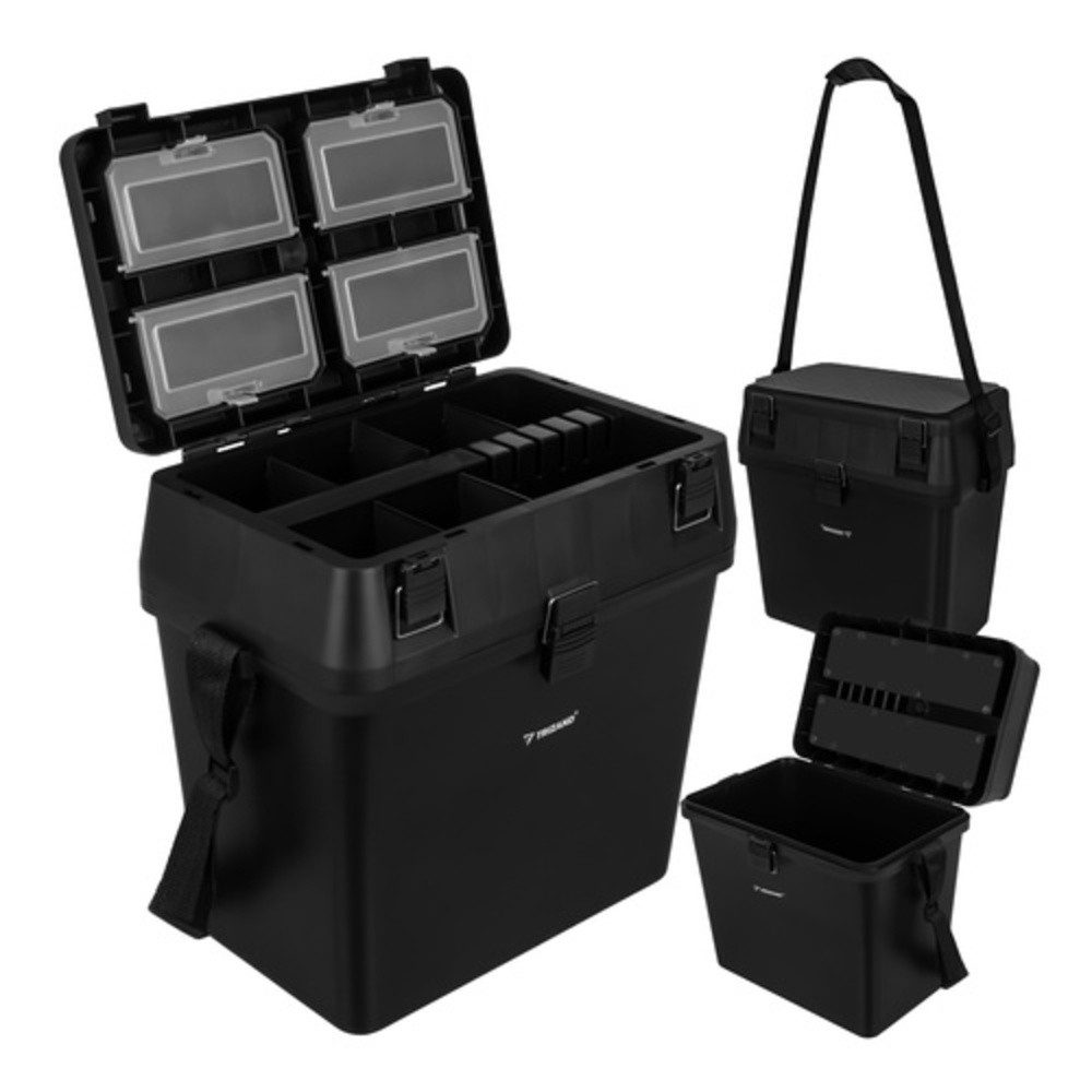 Trizand Angelkoffer Angelbox-Sitzorganizer (Spar-Set, Sitzfunktion), Deckelfächer bieten schnellen und rutschsicheren Zugriff
