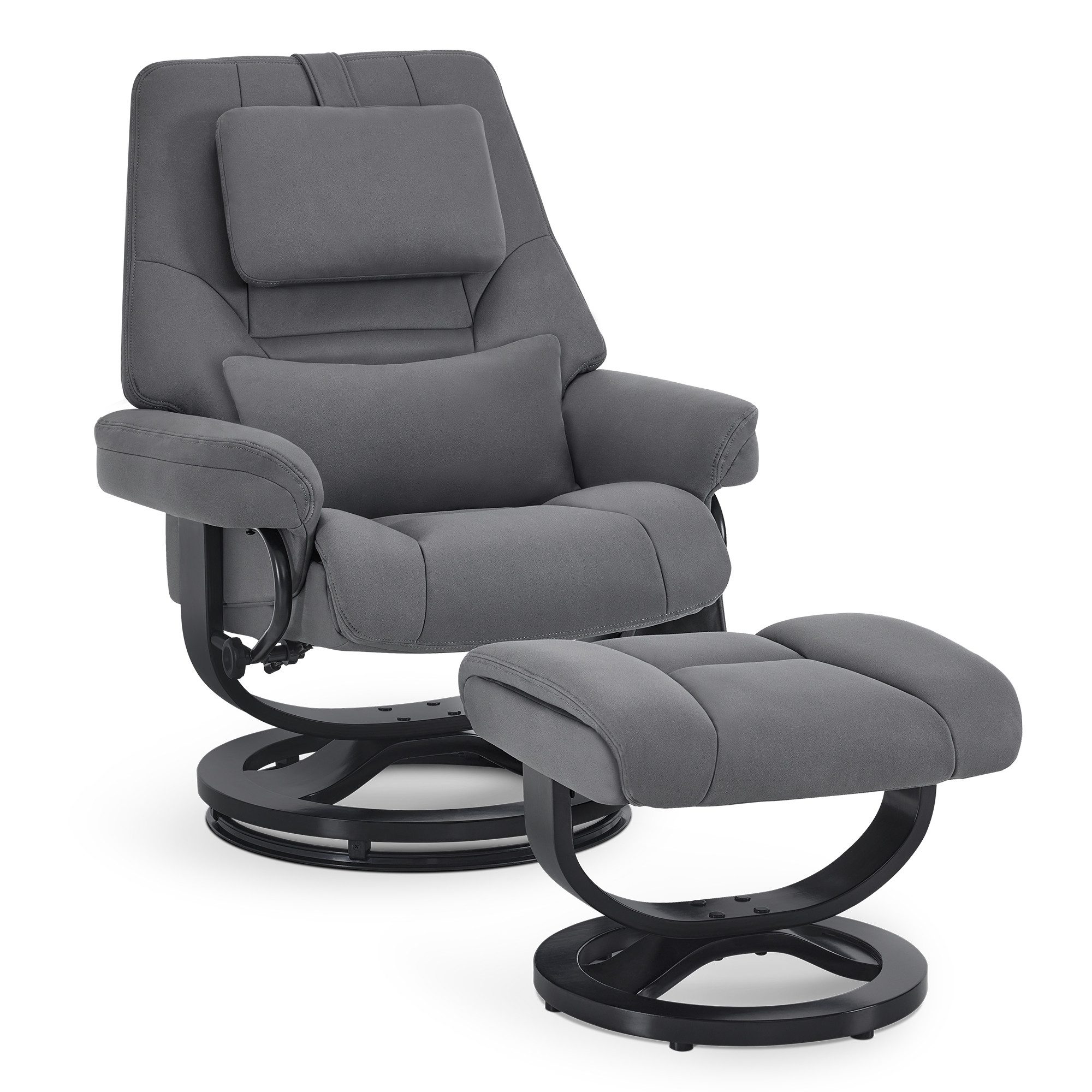 MCombo Relaxsessel Relaxsessel mit Liegefunktion, Lesesessel 9046, 360° Drehbarer Fernsehsessel mit Hocker, mit Liegefunktion