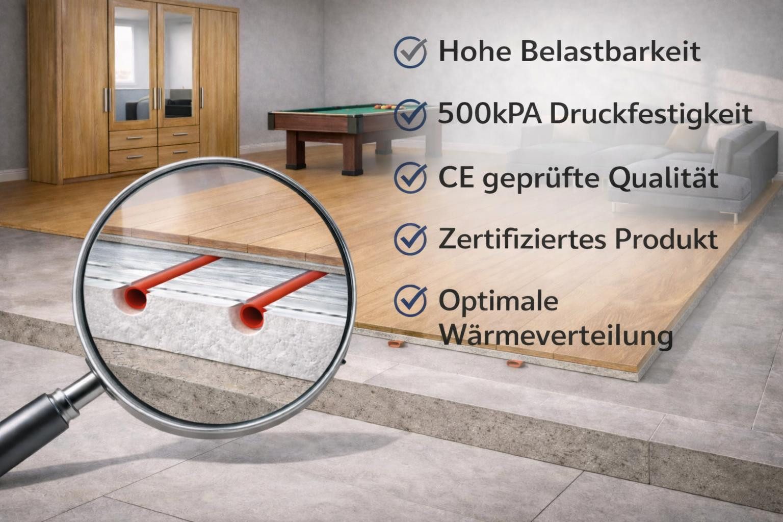 JVmoebel Fußbodenheizung XPS Dämmplatte 30mm Alu für Fußbodenheizung Trockenbau B1 Brandschutz