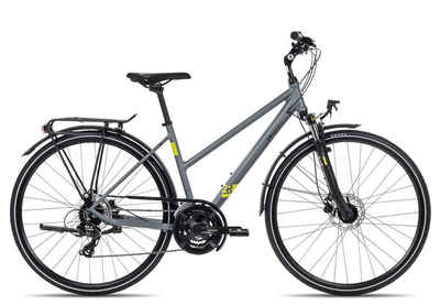 2R Manufaktur Trekkingrad TRX21 Trapez, 21 Gang Shimano RD-TX-800-7 Schaltwerk, Kettenschaltung, Damenrad 28 Zoll schwarz/grau