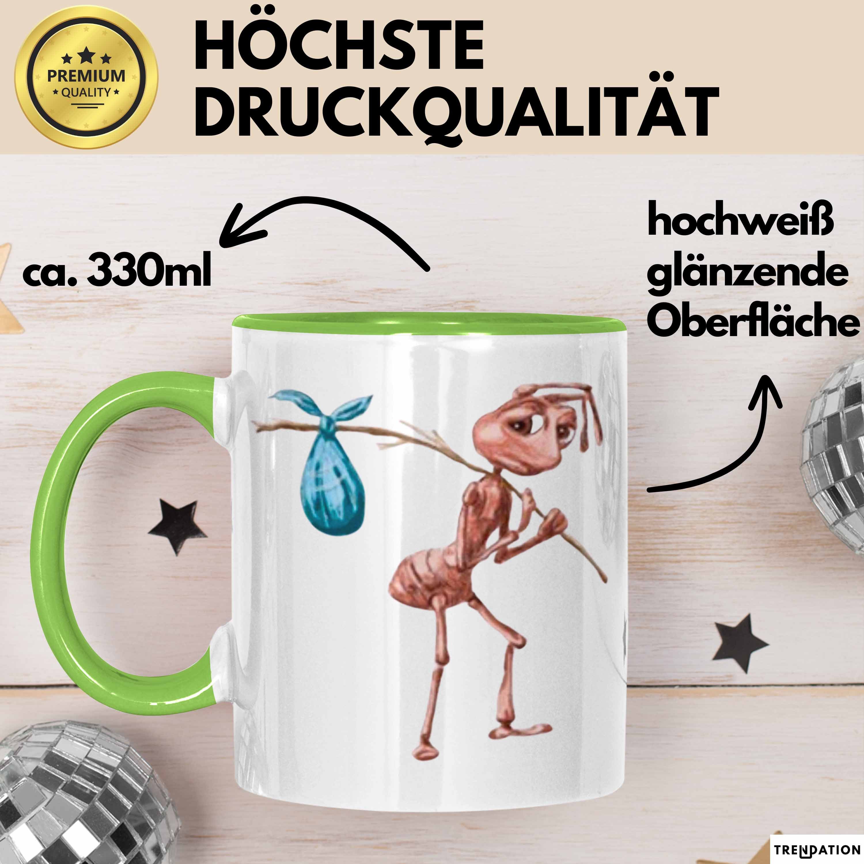 Trendation Tasse Ameise mit Stock Meme Tasse Geschenk Memes Kaffee-Becher, Keramik
