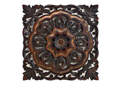Bali-Homedecor Wanddekoobjekt Wanddeko aus Holz 40x40cm braun Ornament
