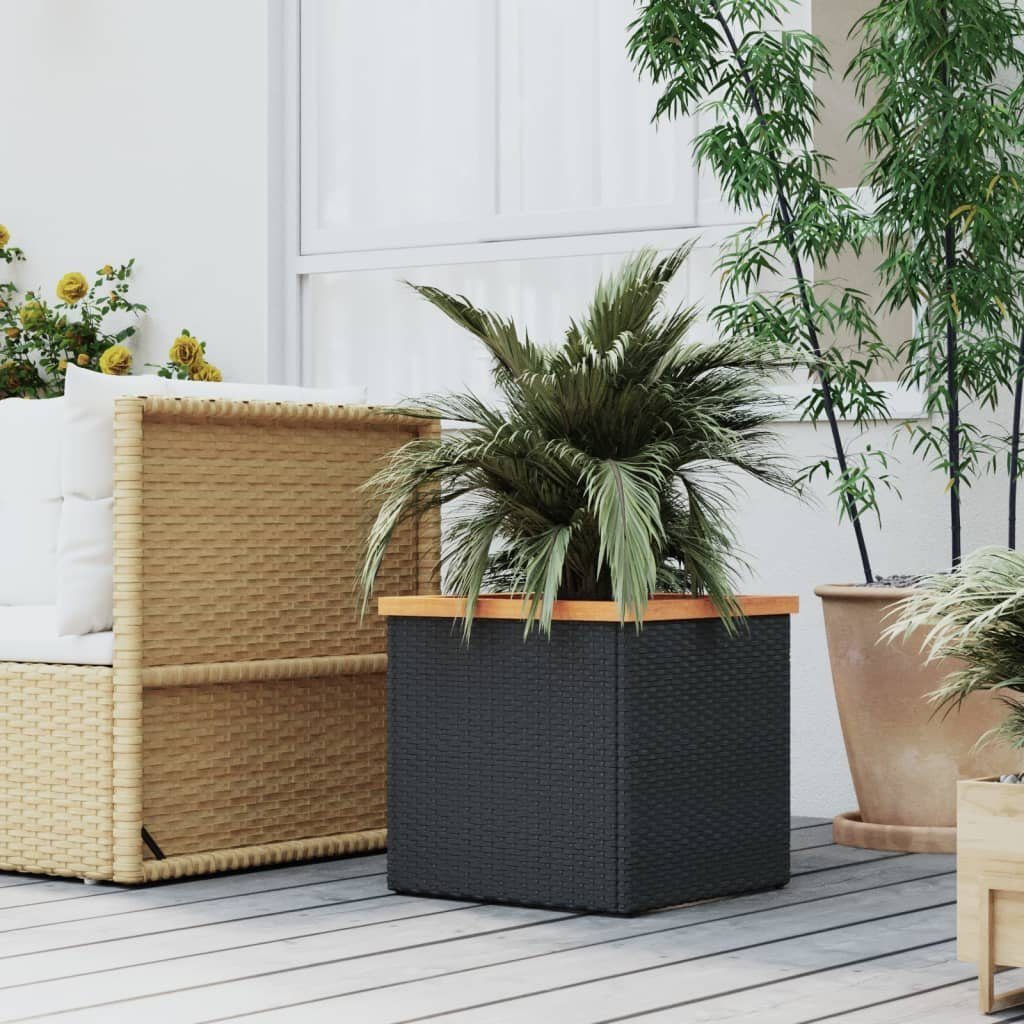 vidaXL Blumentopf Pflanzkübel Schwarz 40x40x40 cm Poly Rattan (1 St)