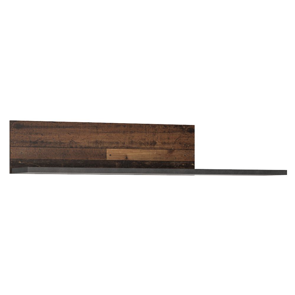 Lomadox Wandregal NELSON-129, in grau mit Holz Nb., Jugendzimmer Wandregal, B/H/T ca. 120/22,2/22 cm