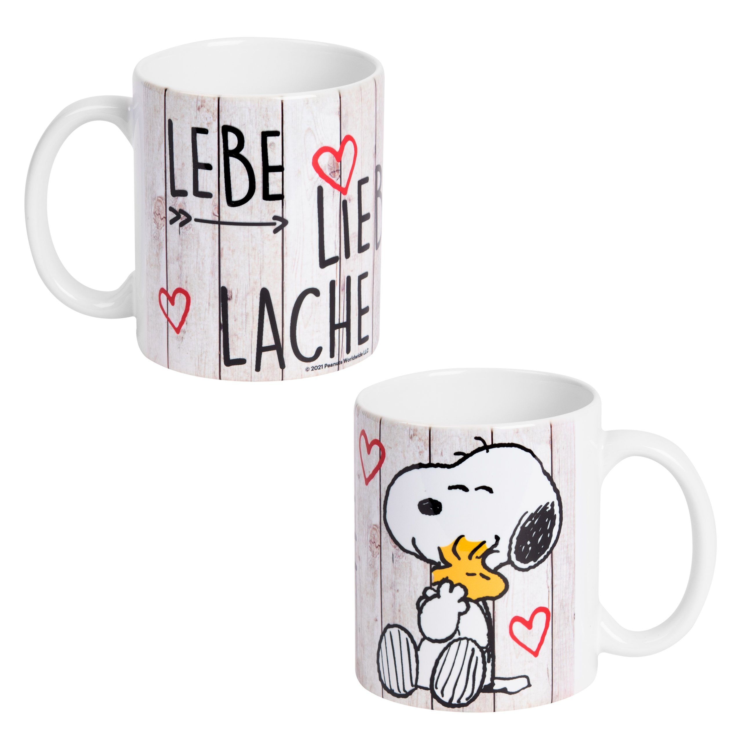 United Labels® Tasse Snoopy Tasse Lebe, Liebe, Lache 320 ml, Keramik