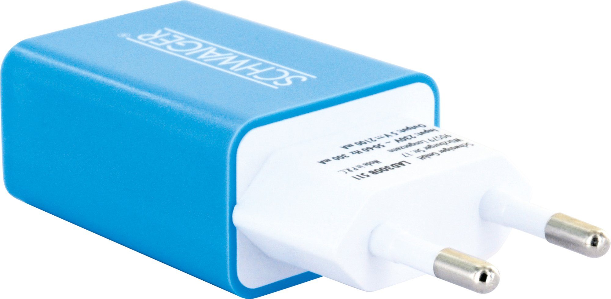 Schwaiger LAD300B 511 KFZ-Adapter Eurostecker zu USB 2.0 A Buchse, integriertes Multi-Schutz Sicherheitssystem blau