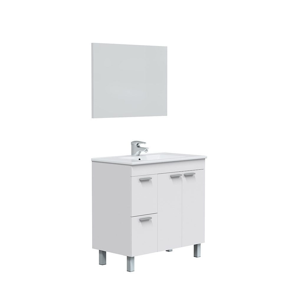 freiraum Badezimmer-Set AKTIVA, in weiß glänzend / Spiegel - 80x80x45 (BxHx günstig online kaufen