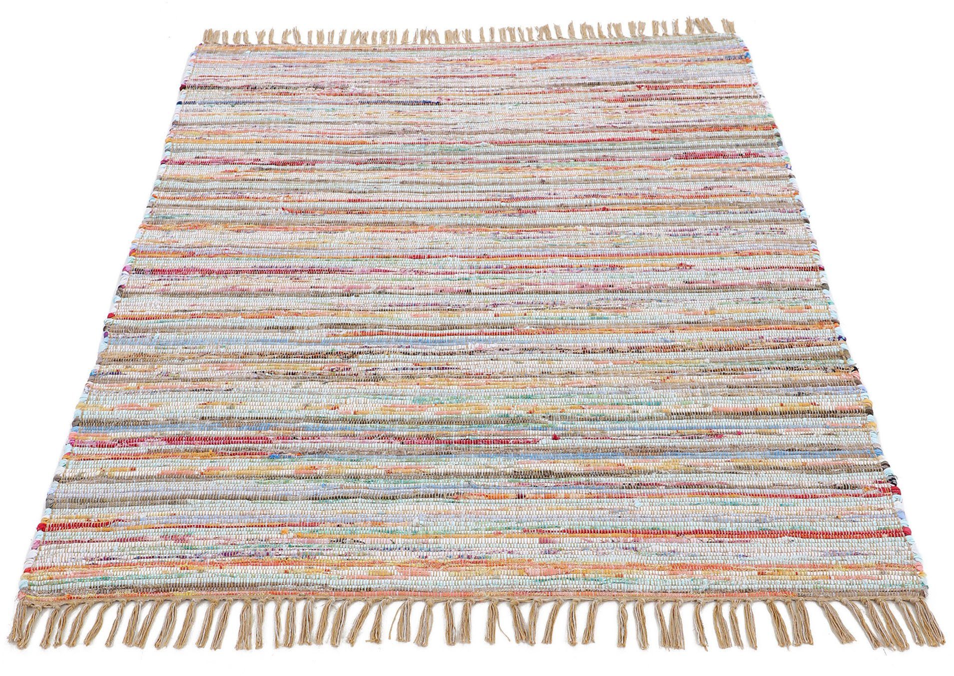 carpetfine Teppich Kelim Chindi, Wendeteppich, rechteckig, Höhe: 6 mm, handgewebt, Fleckerlteppich mit Fransen, auch vielen in Läufergrößen