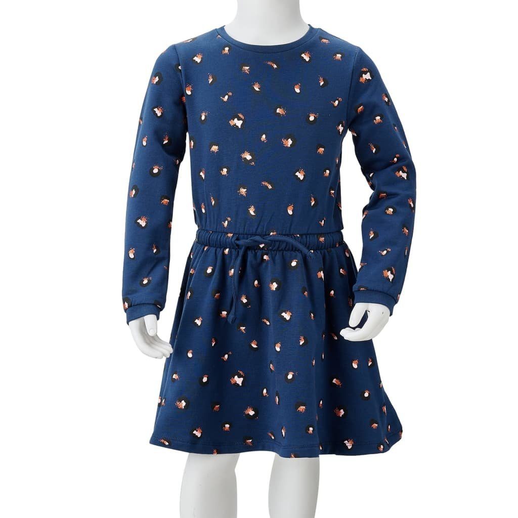 Kinderkleid vidaXL Ärmeln 140 Marineblau mit A-Linien-Kleid Langen