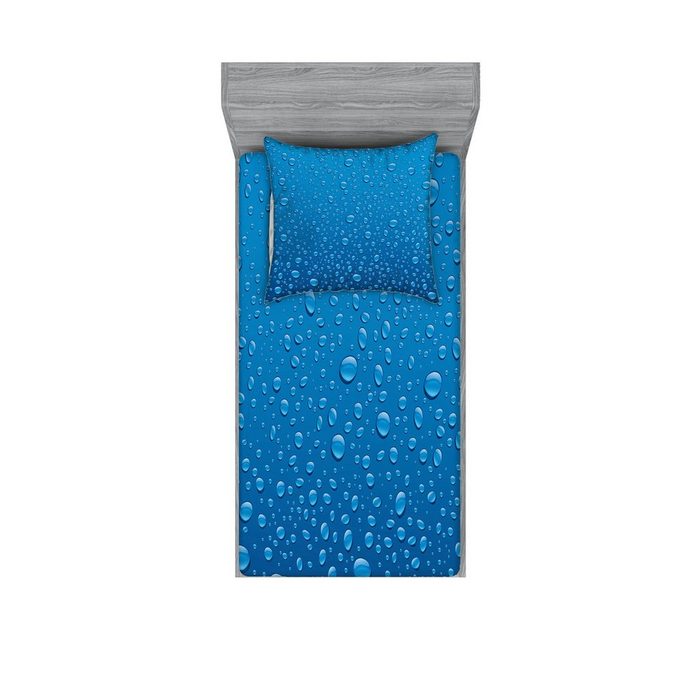 Bettwäsche bedrucktes 2-teiliges Bettwäscheset Abakuhaus Microfaser Blau Wassertropfen im Wasser Regen