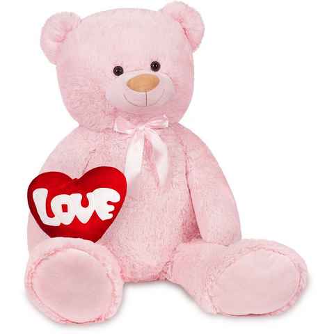 BRUBAKER Kuscheltier XXL Teddybär 100 cm groß mit Love Herz (1-St), großer Teddy Bär, Stofftier Plüschtier Liebe