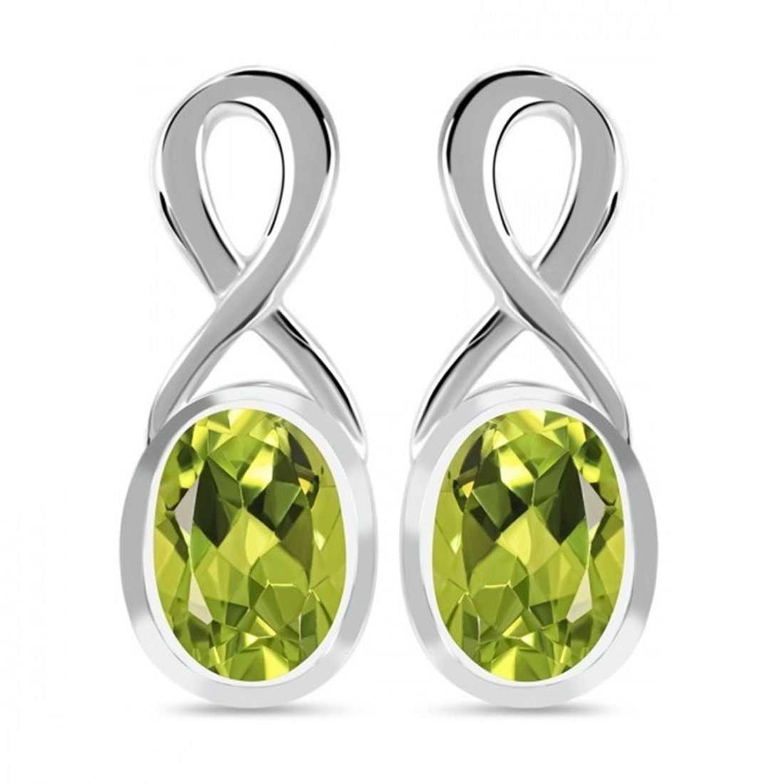 Goldene Hufeisen Paar Ohrstecker Unendlichkeit echter Peridot Ohrstecker 925 Silber mit Edelsteine, Edelsteinschmuck für Damen