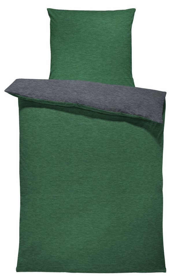 One Home Bettwäsche Wende Melange, Flanell, 2 teilig, meliert, Baumwolle kuschelig warm weich Biber Winter