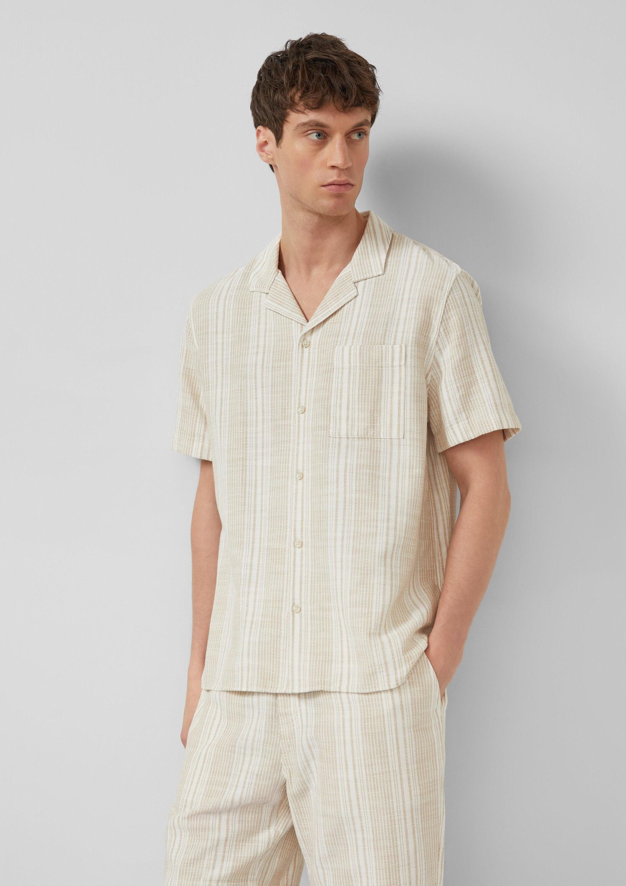 s.Oliver Kurzarmhemd Hemd Resort Fit: Kurzarmhemd mit Strukturstreifen und Brusttasche