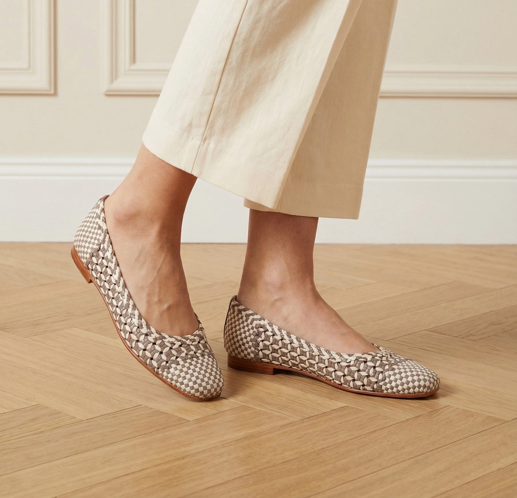 Melvin & Hamilton Elyssa 1 Leder-Geflochtene Schuhe für Damen Ballerina Flache Absätze, Echtes Leder, Von Hand geflochten