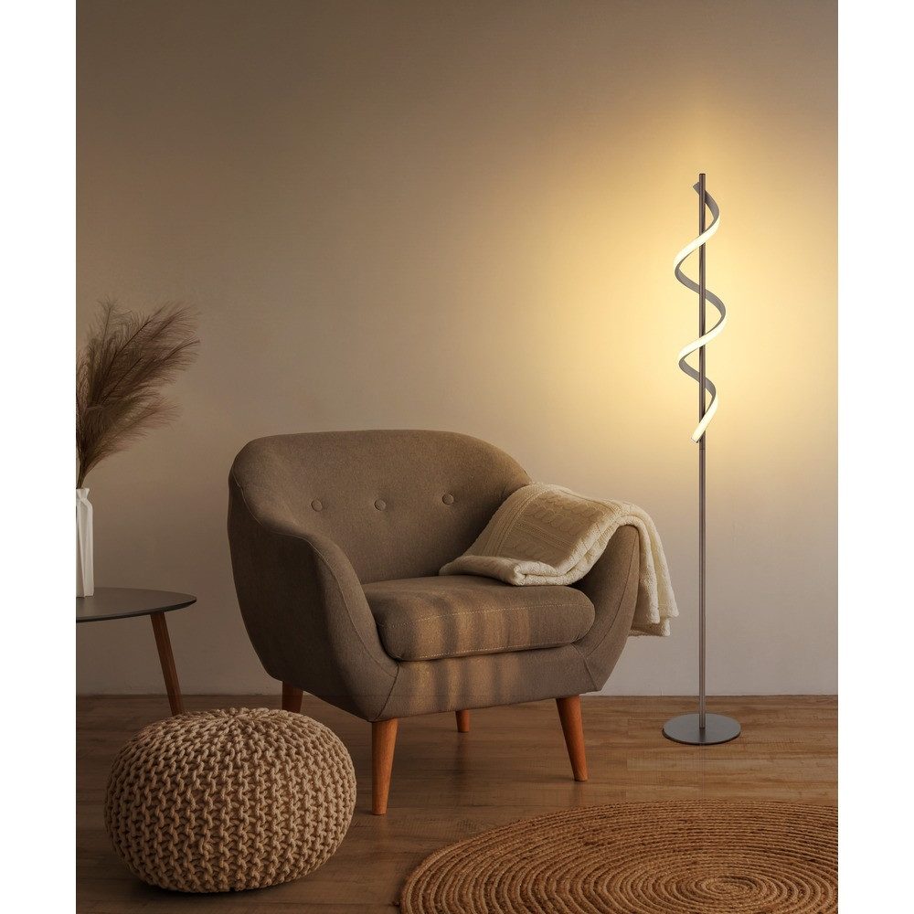 GLOBO LIGHTING LED Stehlampe, LED-Leuchtmittel fest verbaut, Warmweiß, LED Stehleuchte Standlampe Metall Kaffeefarben Fußschalter H 140 cm